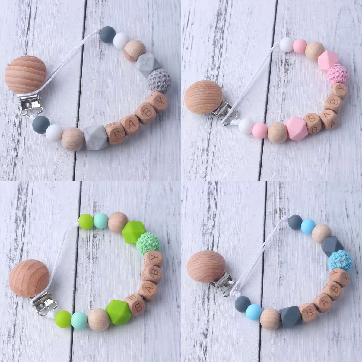 Baby Teethers - Baby Pacifier Clip with Wooden &