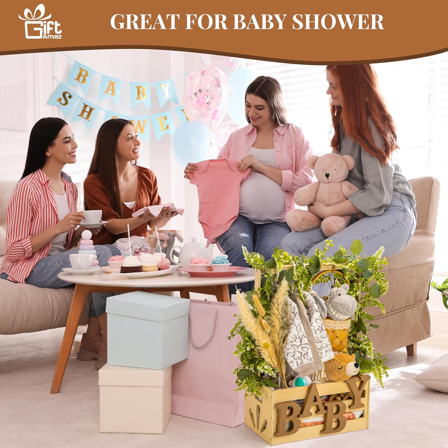 Wooden Baby Shower Crate Baske – обзор и цена Baby Products Gift Hamper